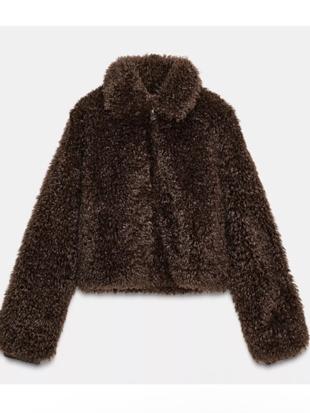 Zara Brown Faux Fur Short Jacket M